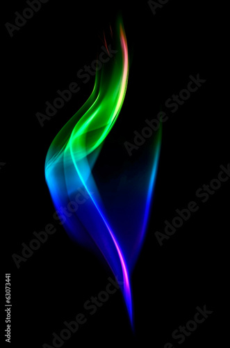 Abstract colorful smoke isolated on black background.