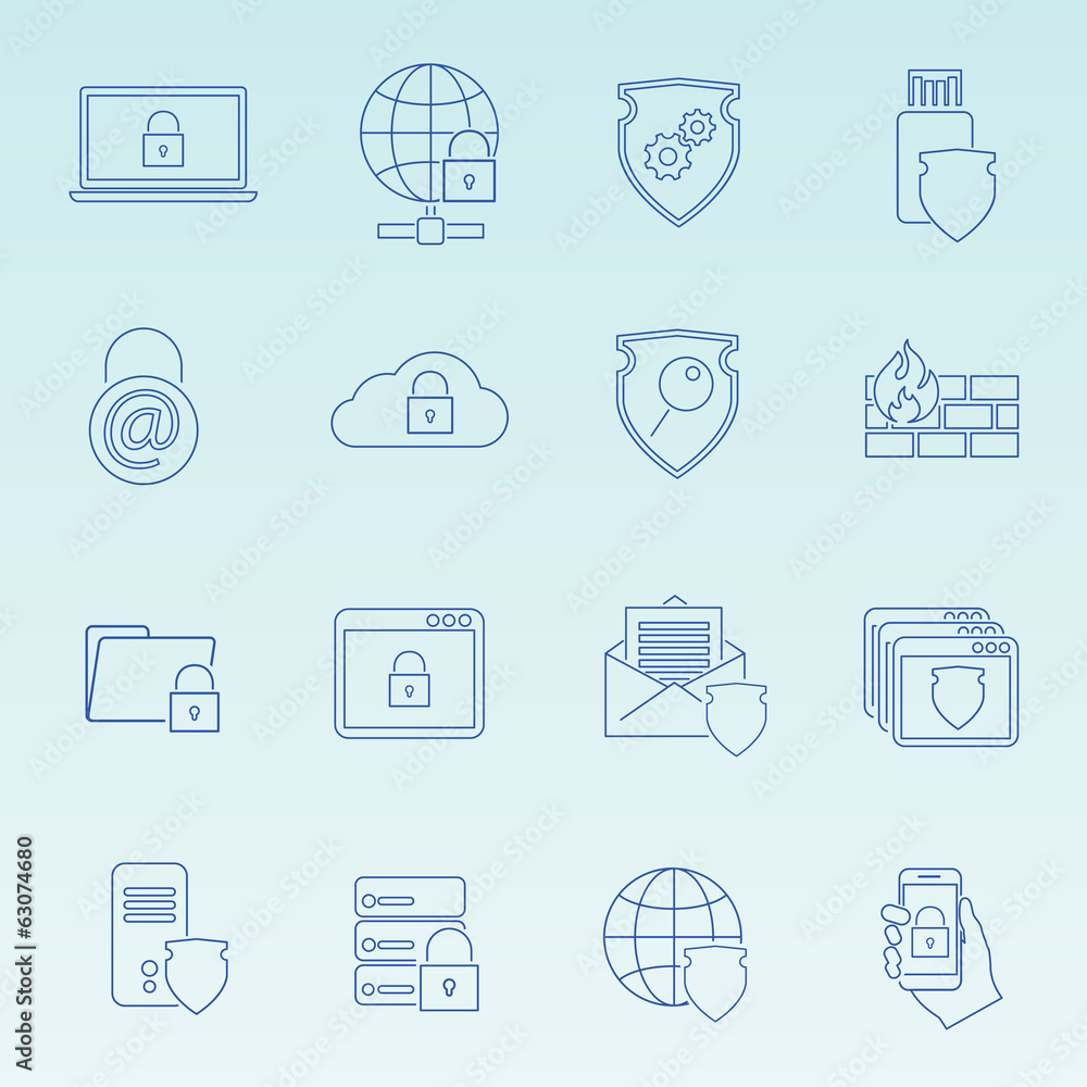 Information technology security icons set Information technology security icons set
