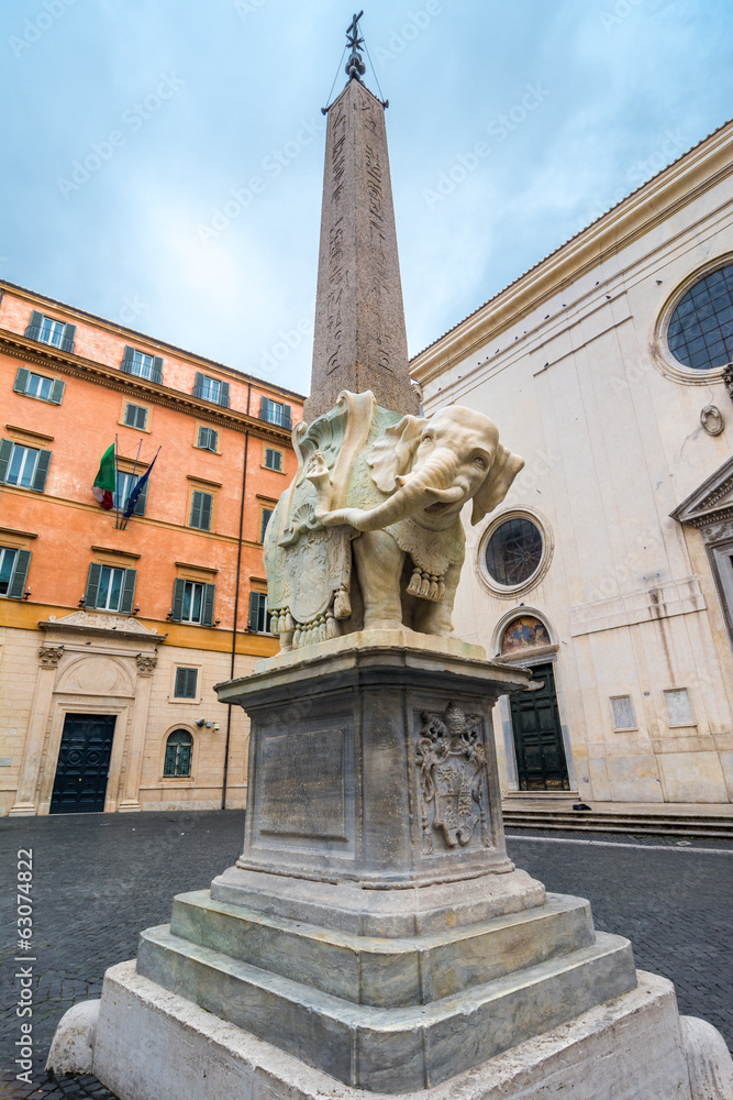 Egyptian obelisk caried by an elephant in Rome