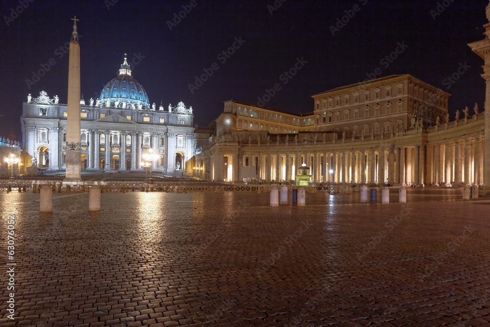 Night landscape of Piazza San Pietro Rome Italy Night landscape of Piazza San Pietro Rome Italy