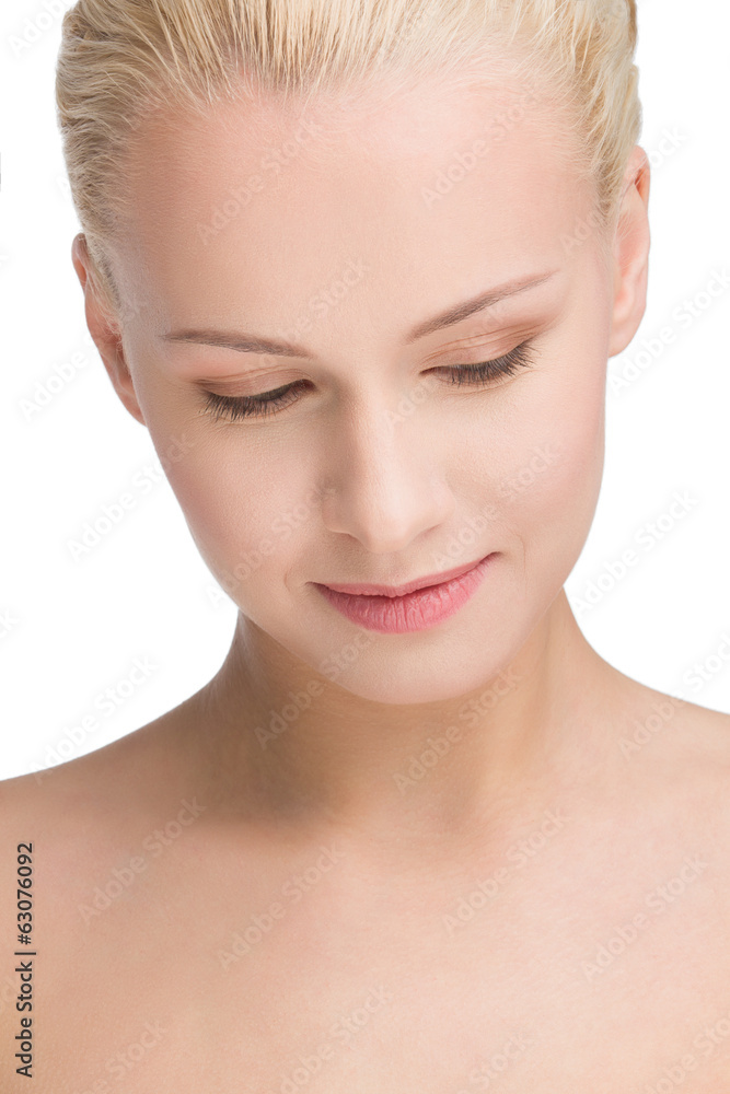 portrait of calm beautiful blond, isolated on white portrait of calm beautiful blond, isolated on white