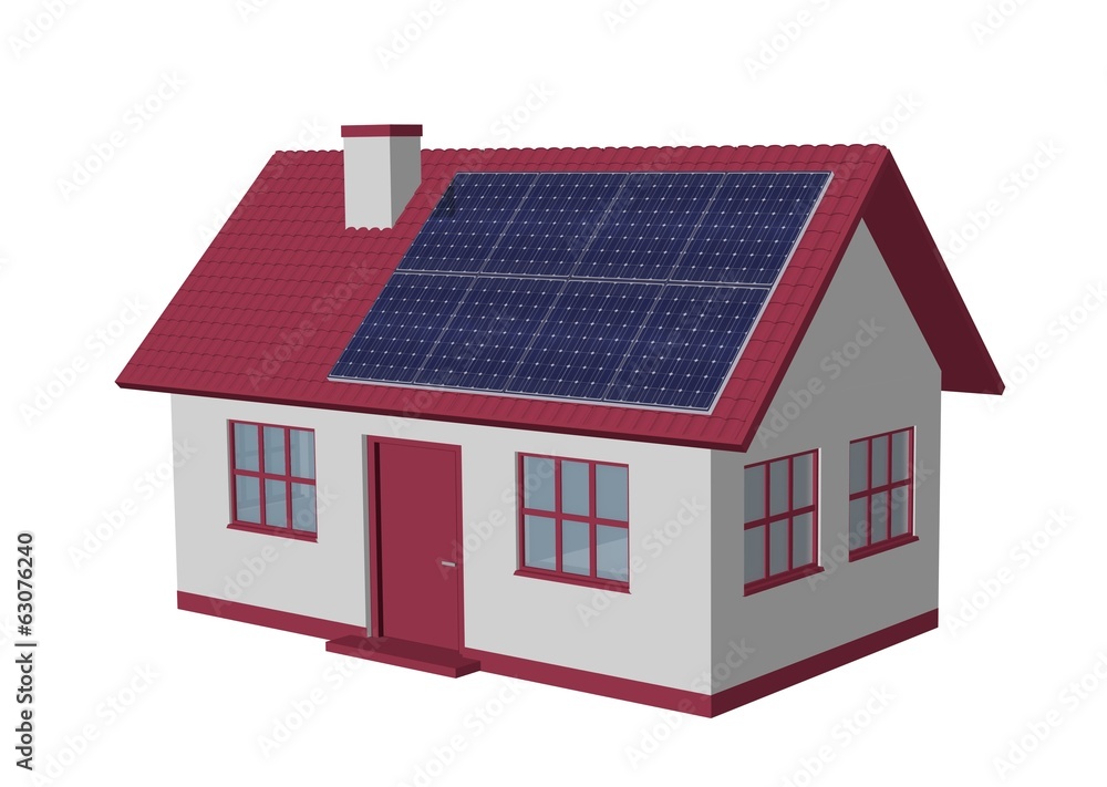 3d render simple house model with Solar Panels 3d render simple house model with Solar Panels
