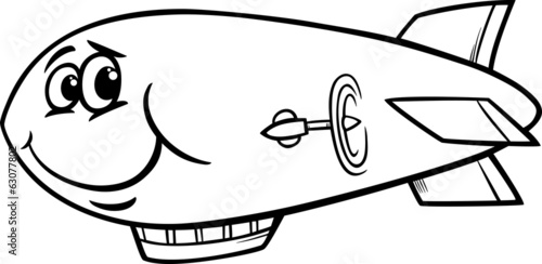 zeppelin airship cartoon coloring page