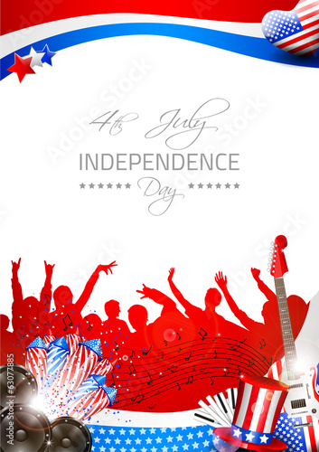 Vector Independence Day Background with Theme of Music photo