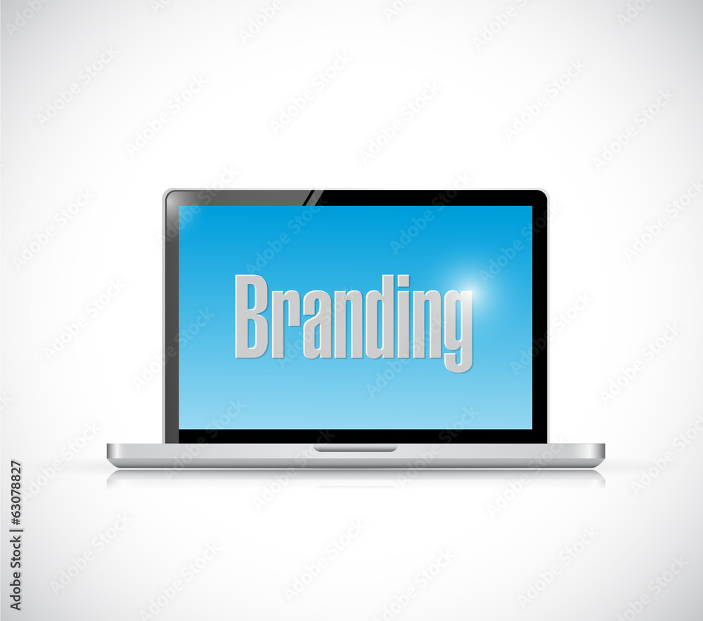 branding text sign on a laptop computer. branding text sign on a laptop computer.