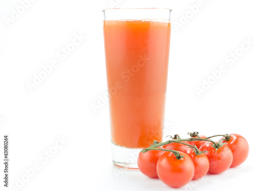 Drinking glass with fresh tomato juice