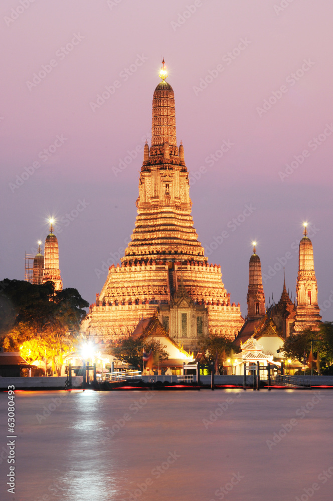 The temple after sunset, Wat Arun temple in Bangkok,Thailand