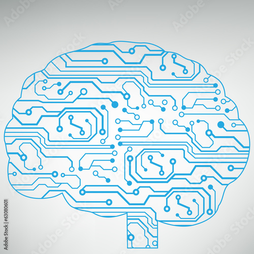 Circuit board computer style brain vector technology background