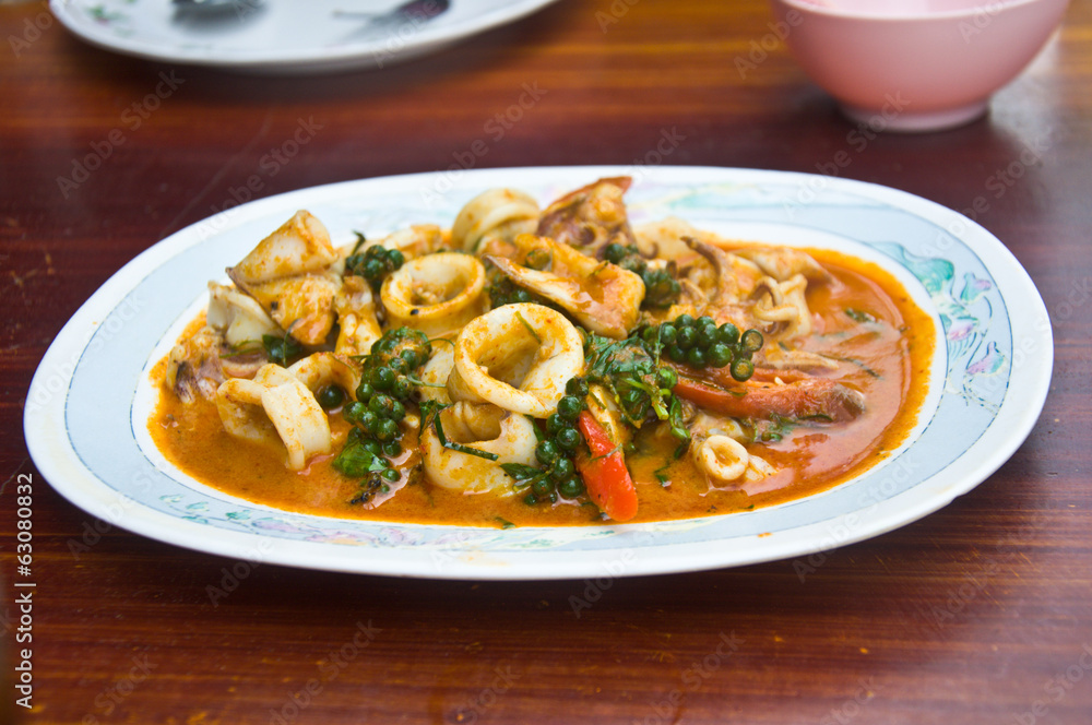 Thai Food Spicy Squid Curry Thai Food Spicy Squid Curry