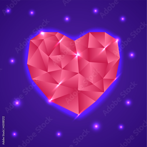 Abstract Triangle Heart. Valentine Card. Vector