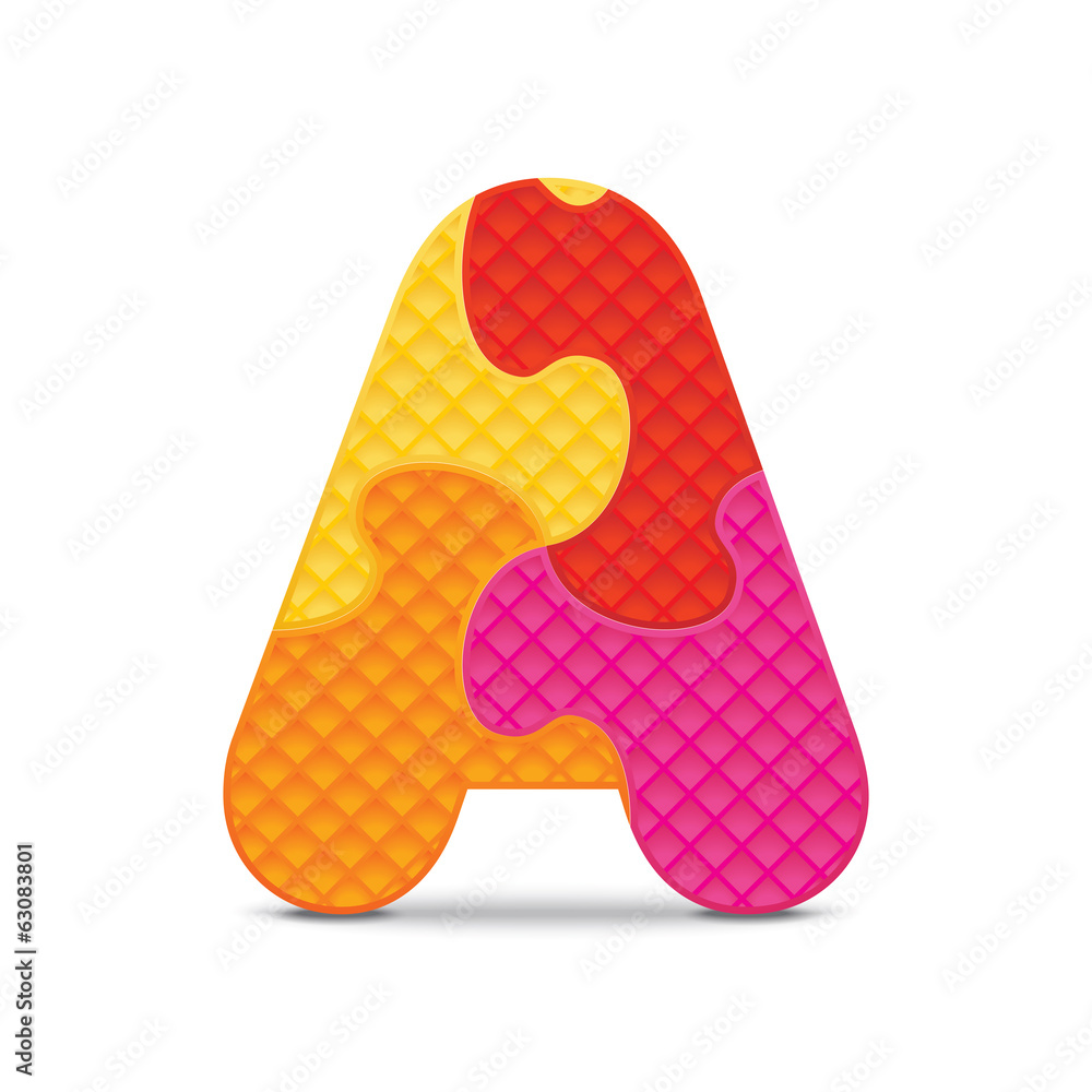 Vector letter A written with alphabet puzzle Vector letter A written with alphabet puzzle