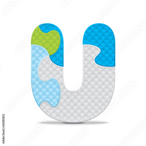 Vector letter U written with alphabet puzzle
