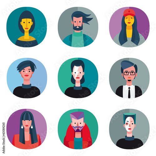 Flat Cool Avatars Set