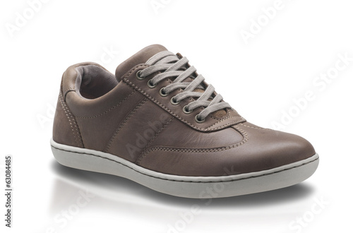 Brown men casual leather shoe isolated on white