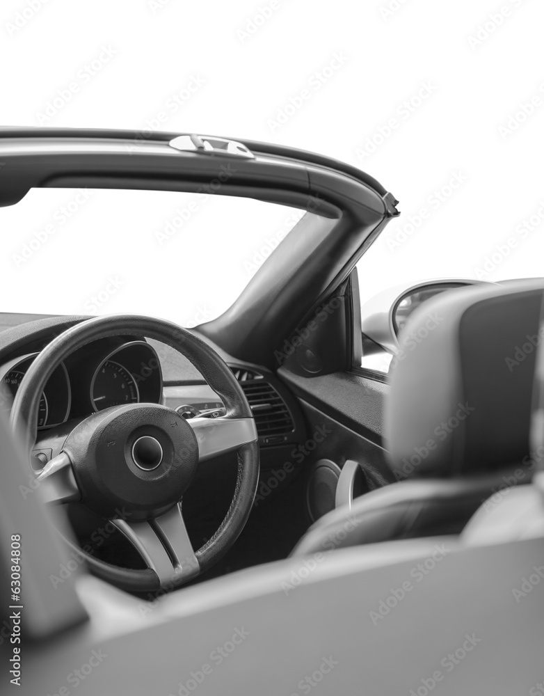 Interior of the convertible car isolated on white background
