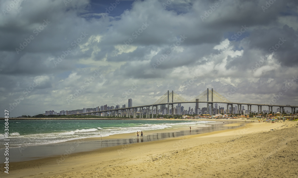 City of Natal beach with Navarro Bridge, Brazil