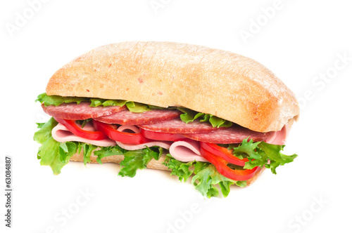 Tomato, salami and pepper sandwich