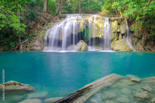 Waterfall in Deep forest at Erawan waterfall National Park,