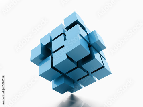 Blue cubes concept isolated on white
