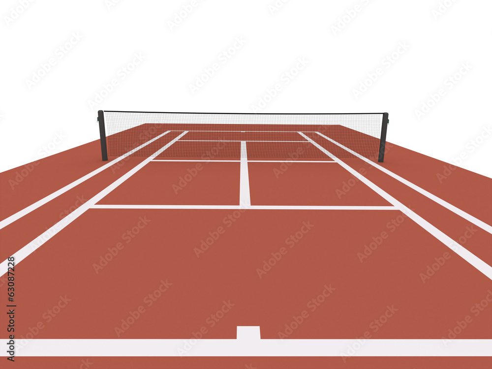 Red tennis court rendered