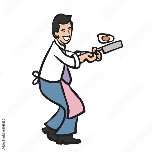 Businessman cooking fried egg