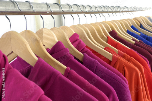 female colorful clothes on Hangers