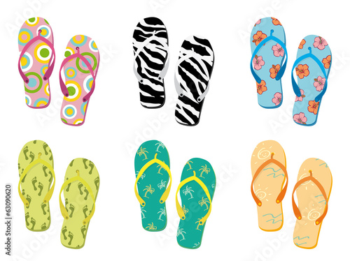 Colorful flip flops collection vector illustration