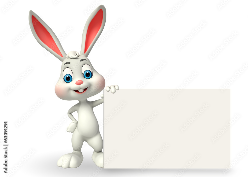 Obraz premium Cute Easter Bunny with sign