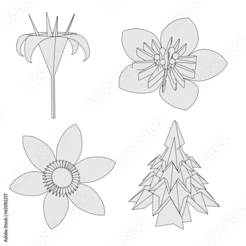 cartoon image of origami plants photo