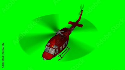 Helicopter Bell UH1 Huey - Air Rescue in fly - green screen photo