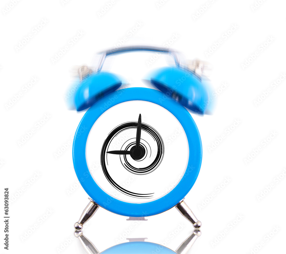 Classic alarm clock ringing with swirl inside isolated Classic alarm clock ringing with swirl inside isolated