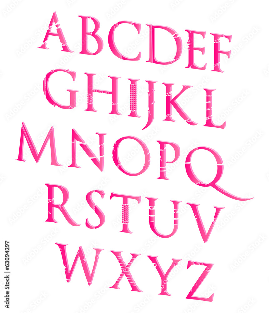 3D Valentines Day Love Alphabet Set Concept Vector