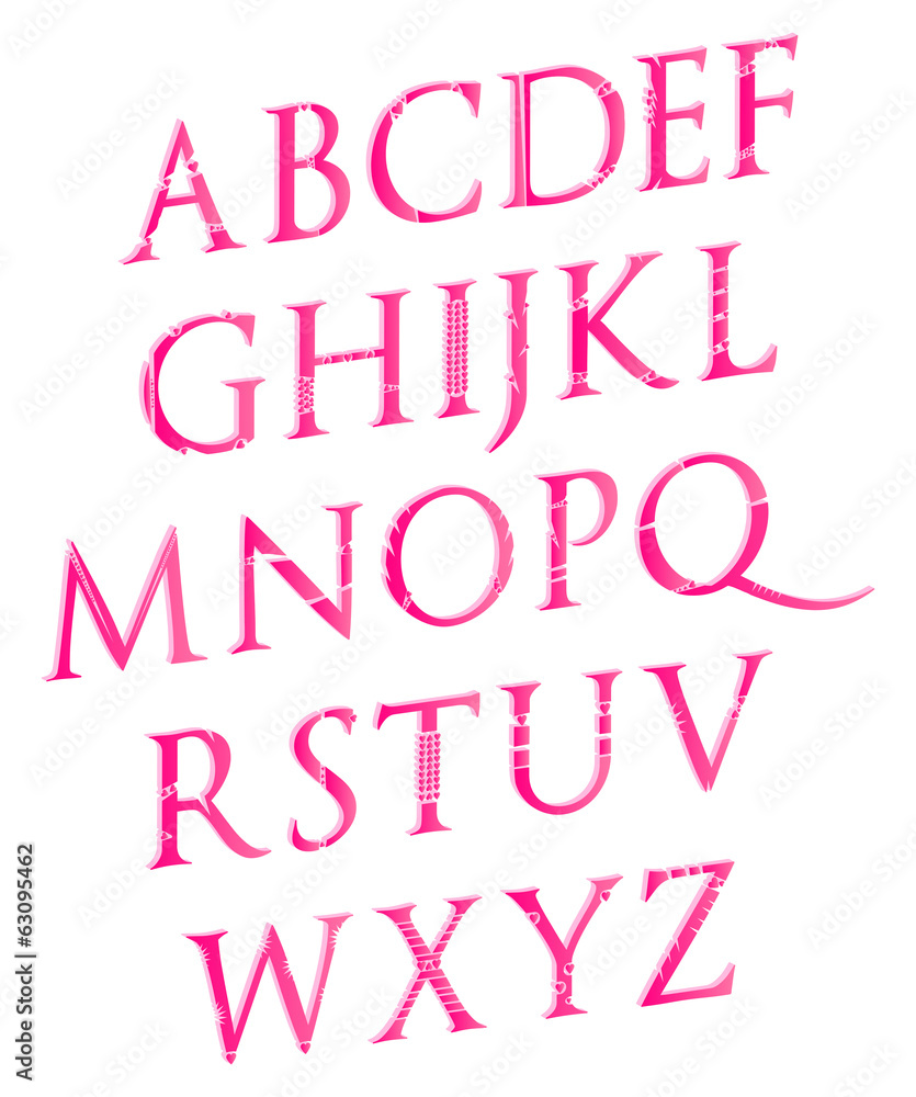 3D Valentines Day Love Alphabet Set Concept Vector