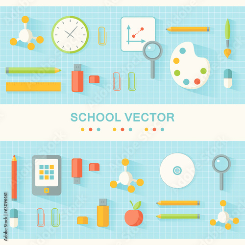 School and Education Banners. Flat Design