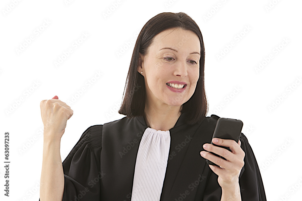 youn attorney,holding cell phone cheering success youn attorney,holding cell phone cheering success