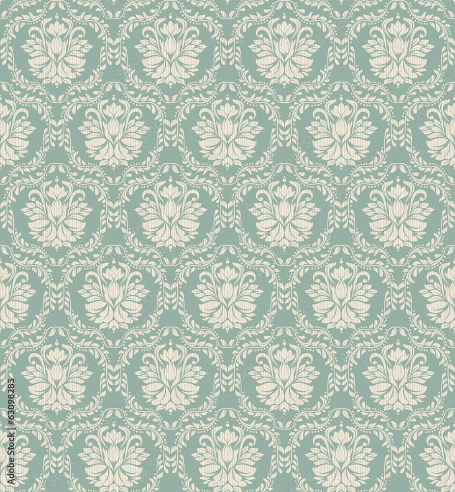 Seamless background of green color in the style of baroque
