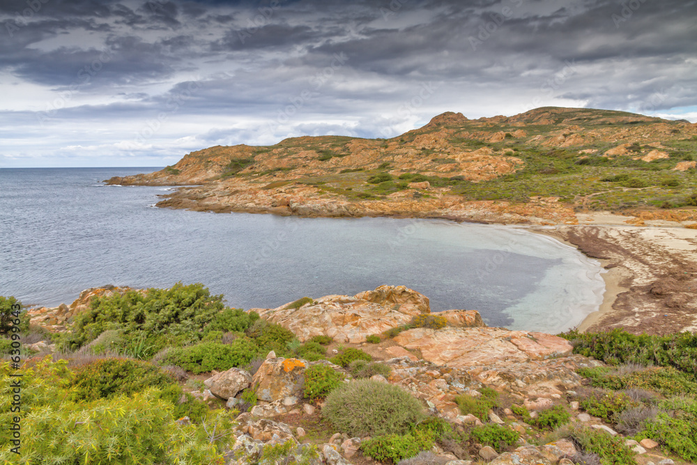 Beach and coastline of Desert des Agriates in Corsica Beach and coastline of Desert des Agriates in Corsica