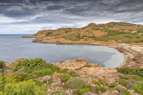 Beach and coastline of Desert des Agriates in Corsica