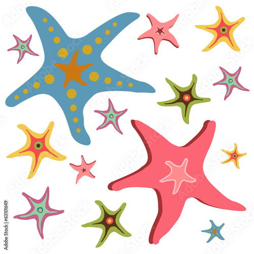 Starfishes seamless pattern