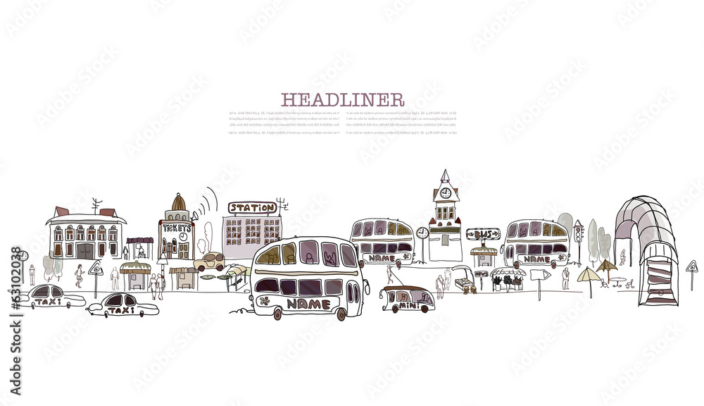 Central Bus stop illustration Central Bus stop illustration