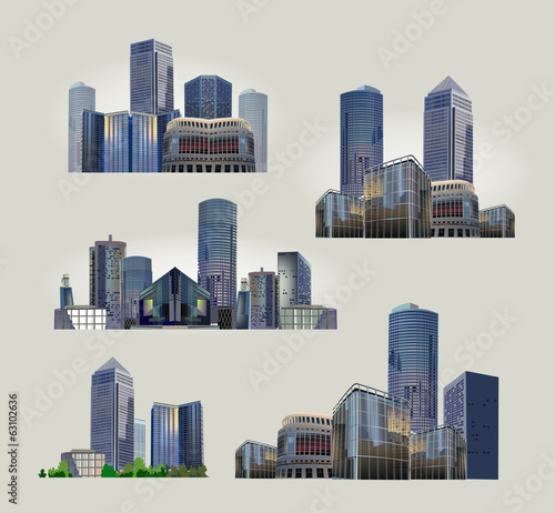 City collection  City background with modern buildings