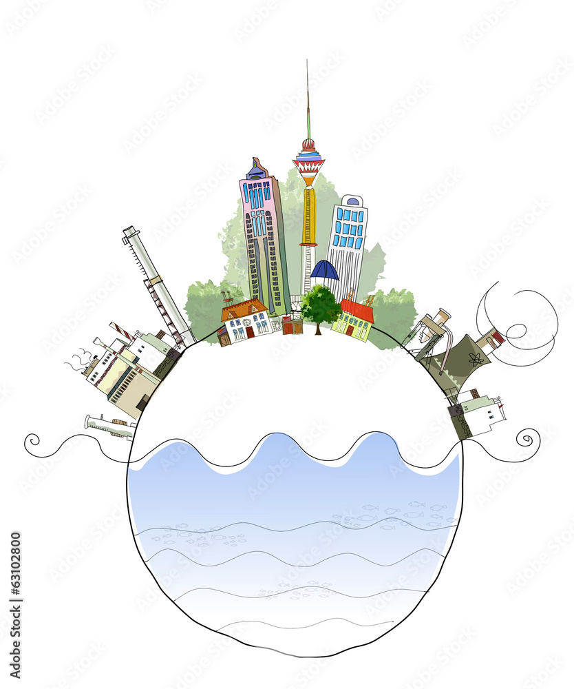 Obraz premium Industrial planet, polluted concept, City collection 