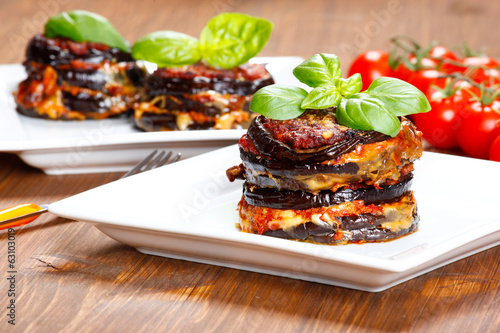 Parmigiana di melanzane: baked eggplant - italy, sicily cousine-