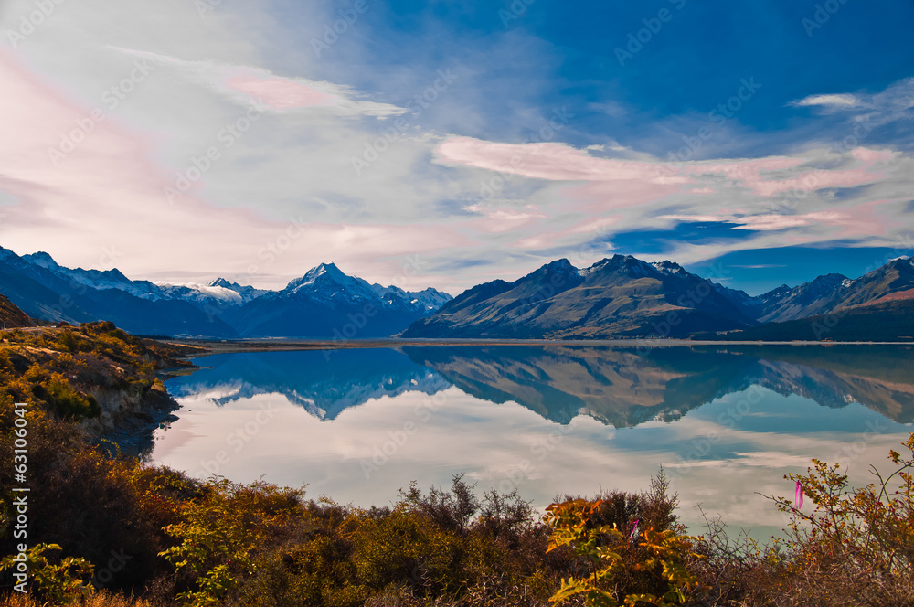 New Zealand. Mountain landscape including Aoraki Mt. Cook and Mt