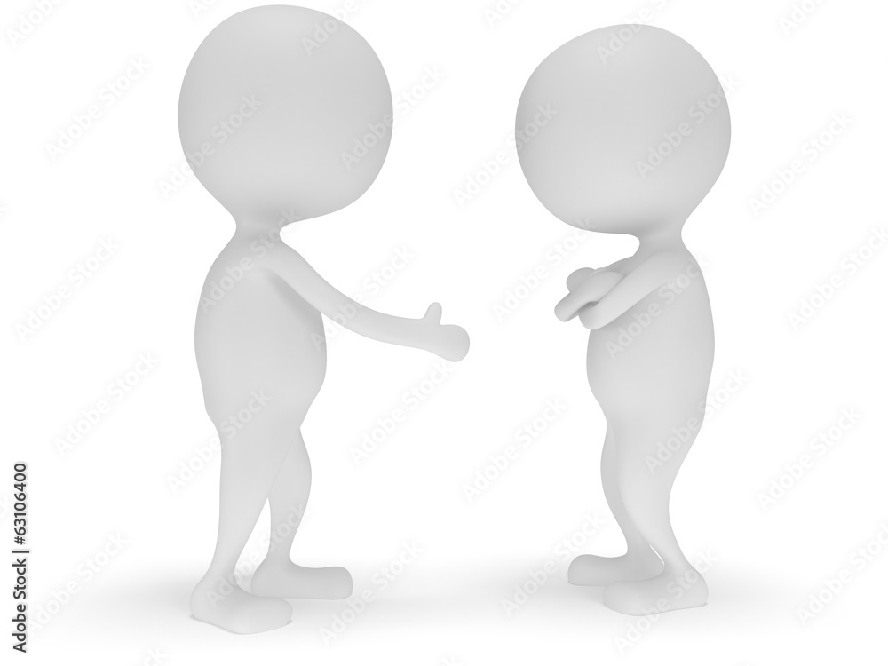 3d two white people do not shake hands. 3d two white people do not shake hands.