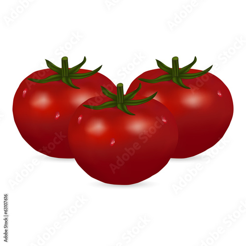 three tomato isolated on white background