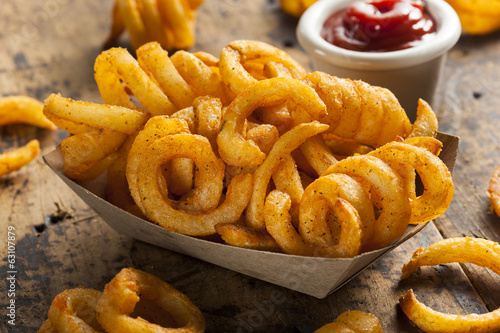 Canvas Print Spicy Seasoned Curly Fries