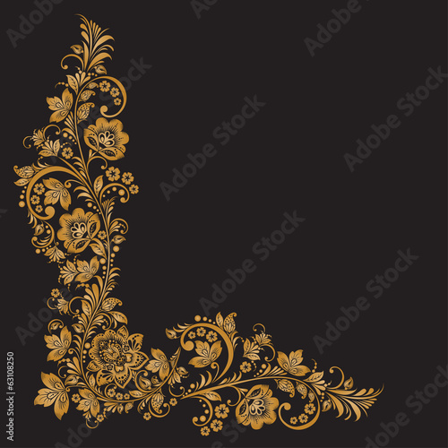 Vector background of floral pattern with traditional russian