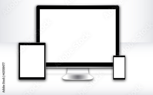 3d white screen devices web desing