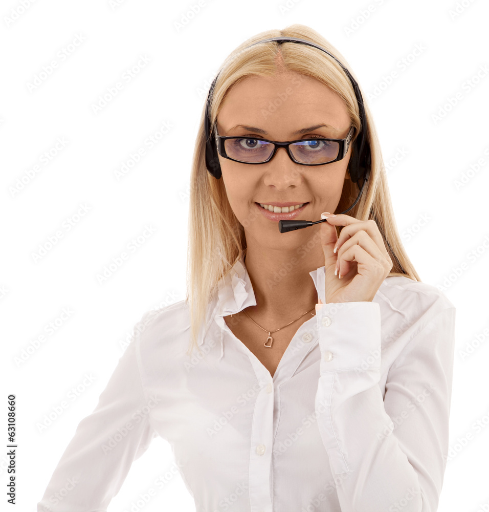 beautiful girl secretary with headphones beautiful girl secretary with headphones